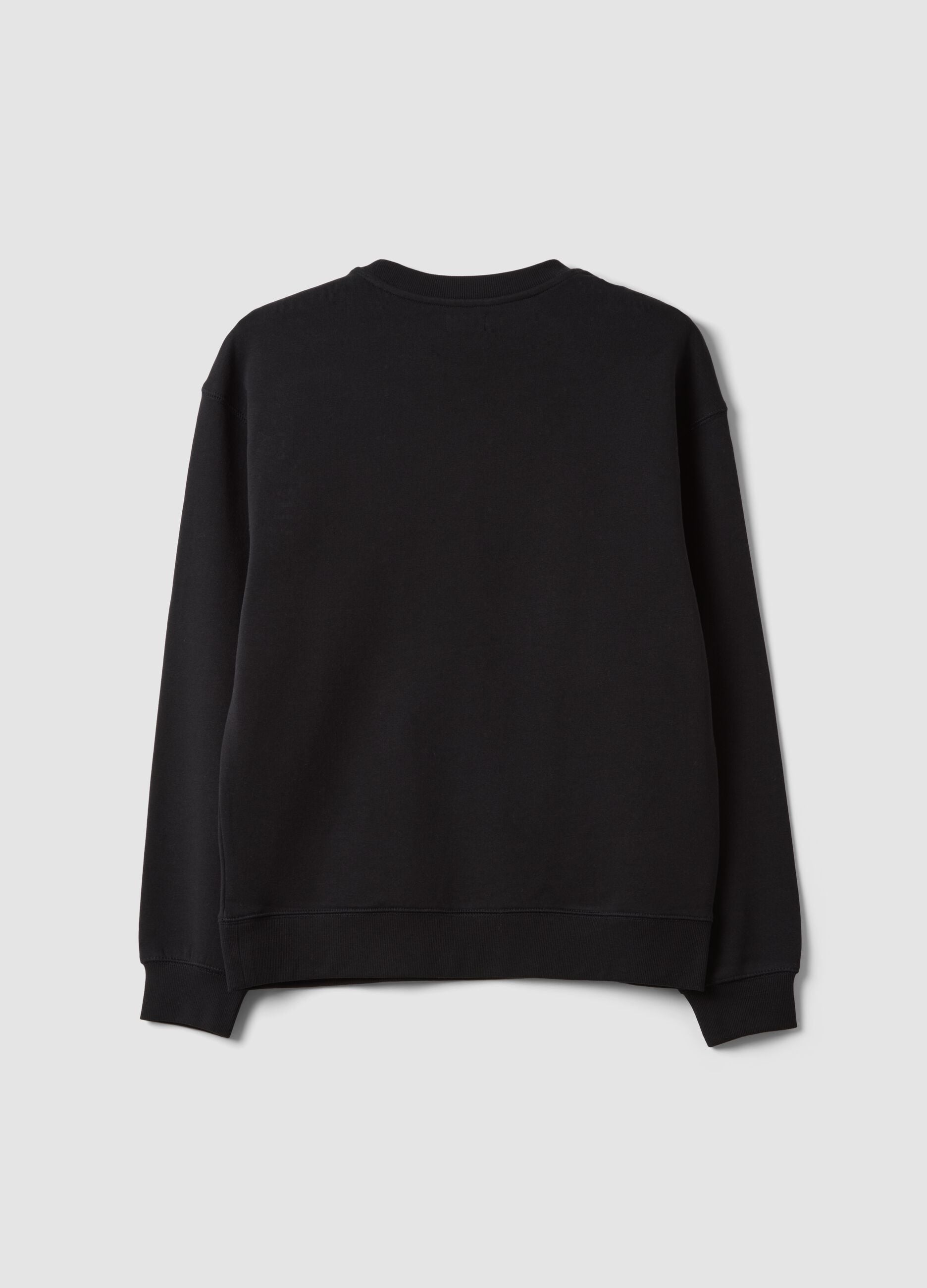 Black crew-neck sweatshirt in pure organic cotton