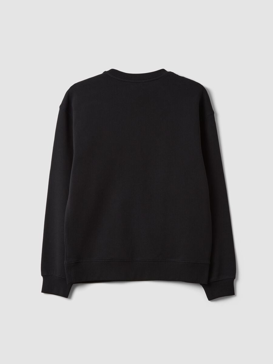 Black crew-neck sweatshirt in pure organic cotton_1