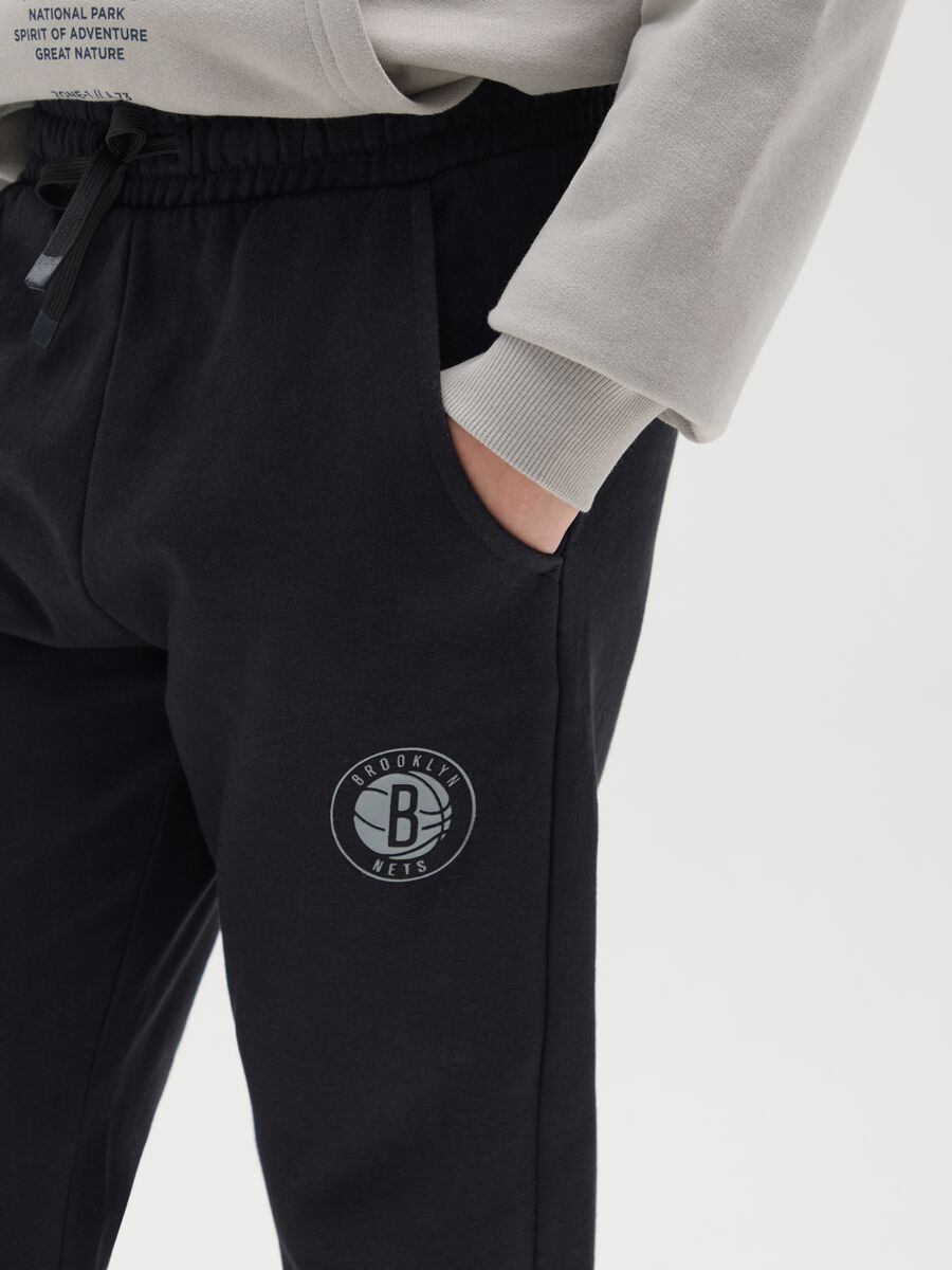 Jogger da ragazzo in misto cotone nero regular fit_2