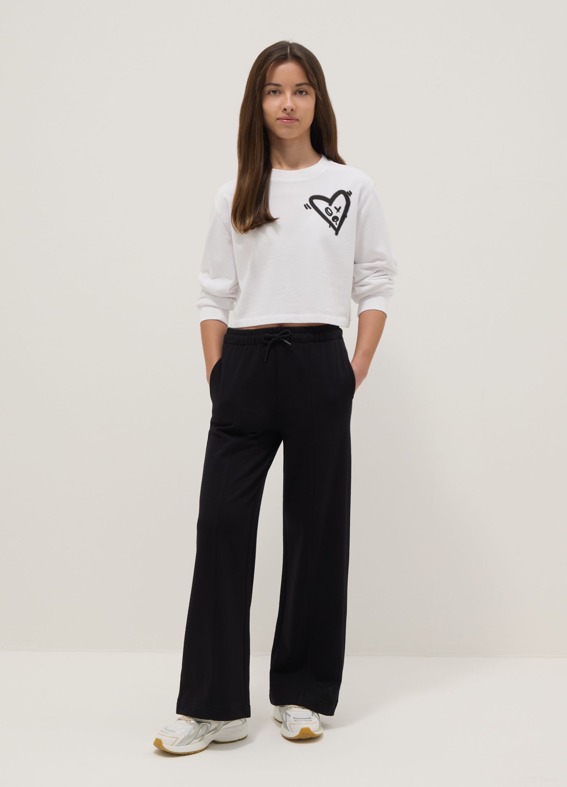 Girls' Black Culotte Trousers in Pure Cotton