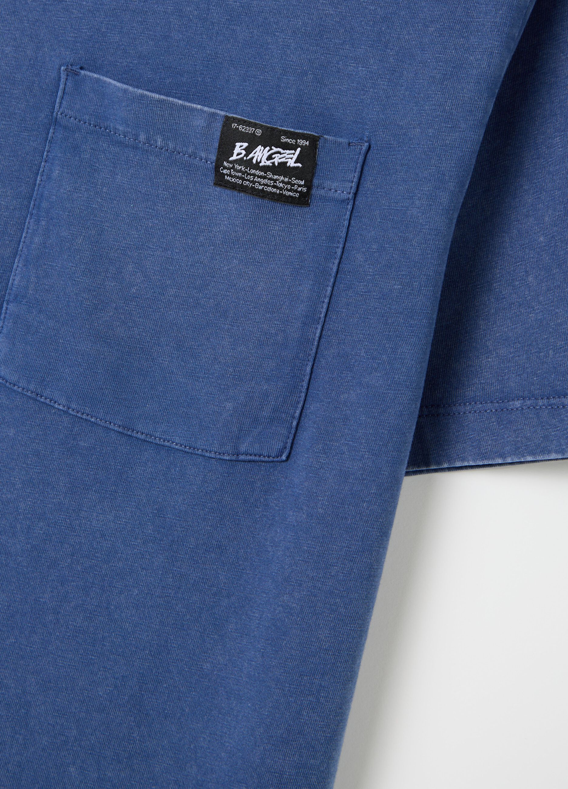 Men's Blue Crew Neck Cotton T-Shirt