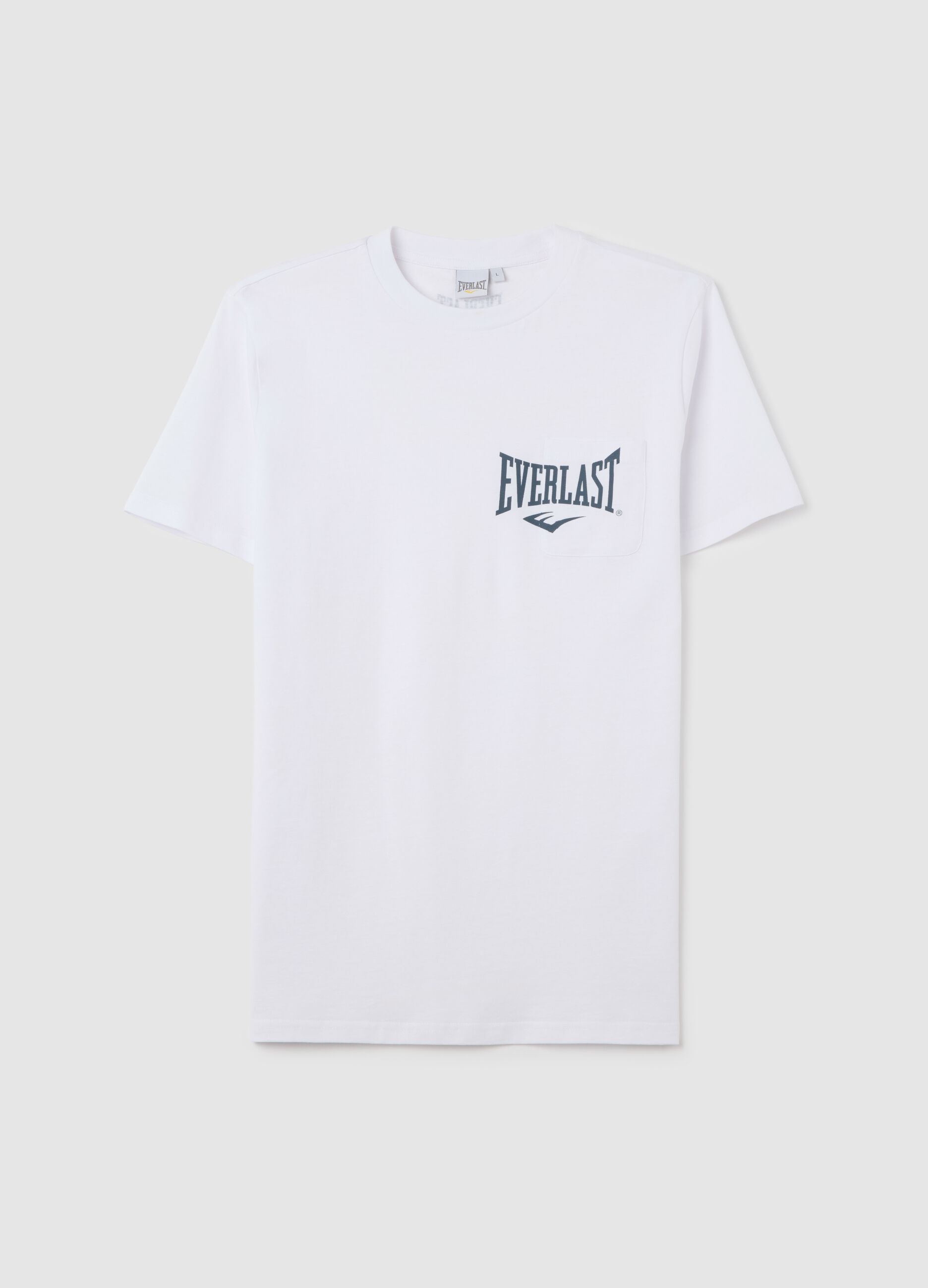 T-shirt da uomo in puro cotone bianca regular fit con logo Everlast