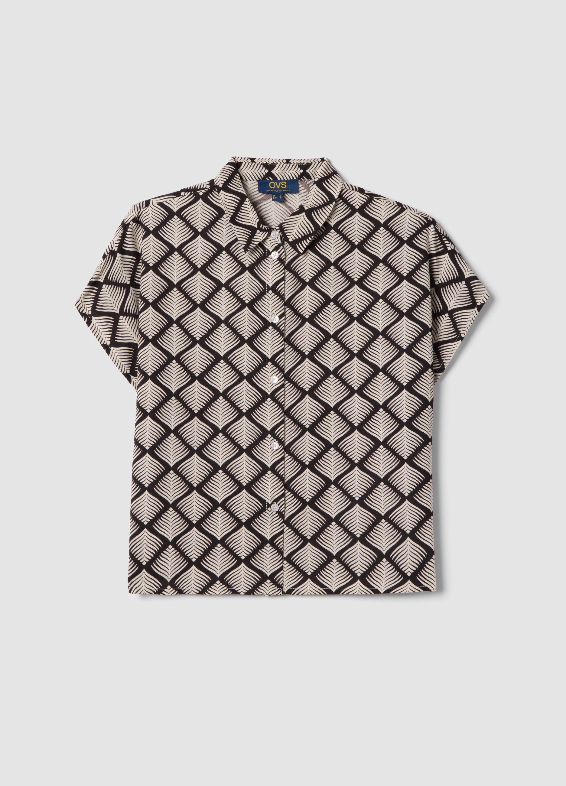 Pure viscose multicolour printed shirt, regular fit