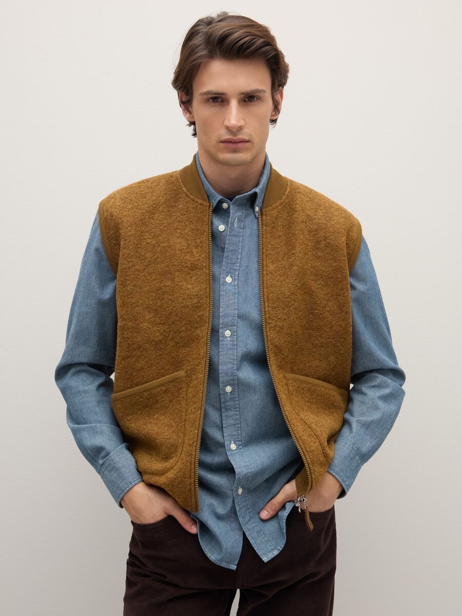Brown Wool-Blend Gilet_1