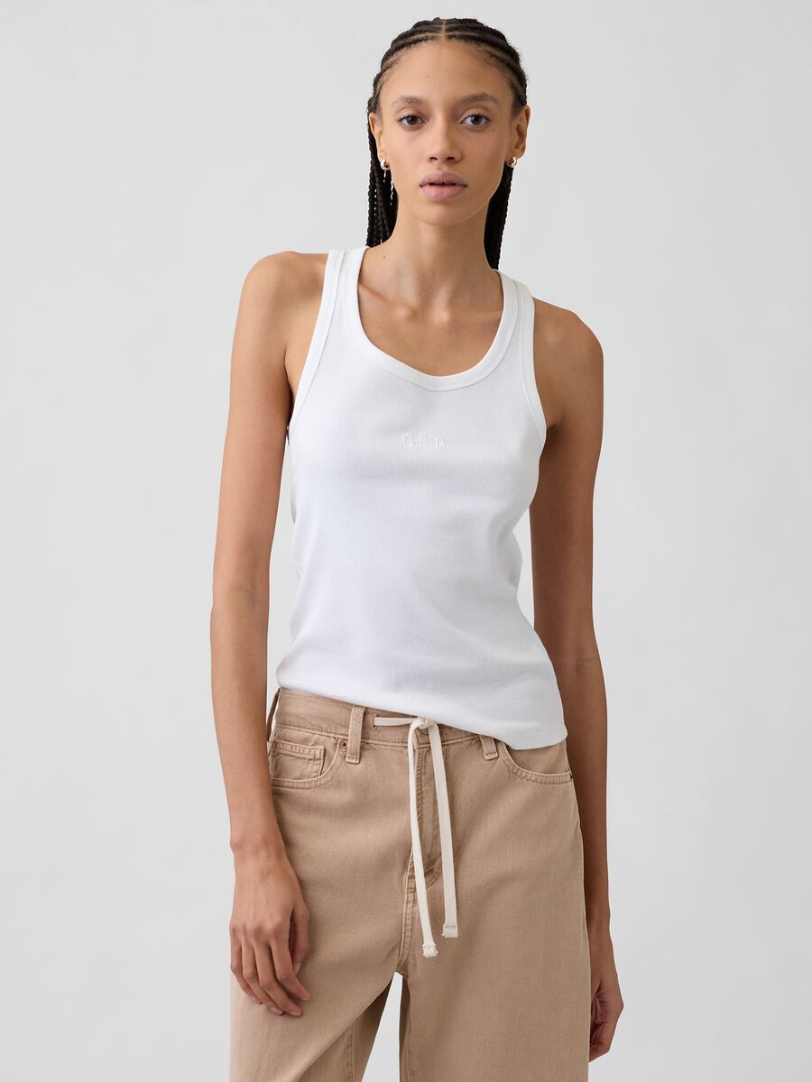 Stretch cotton tank top_0