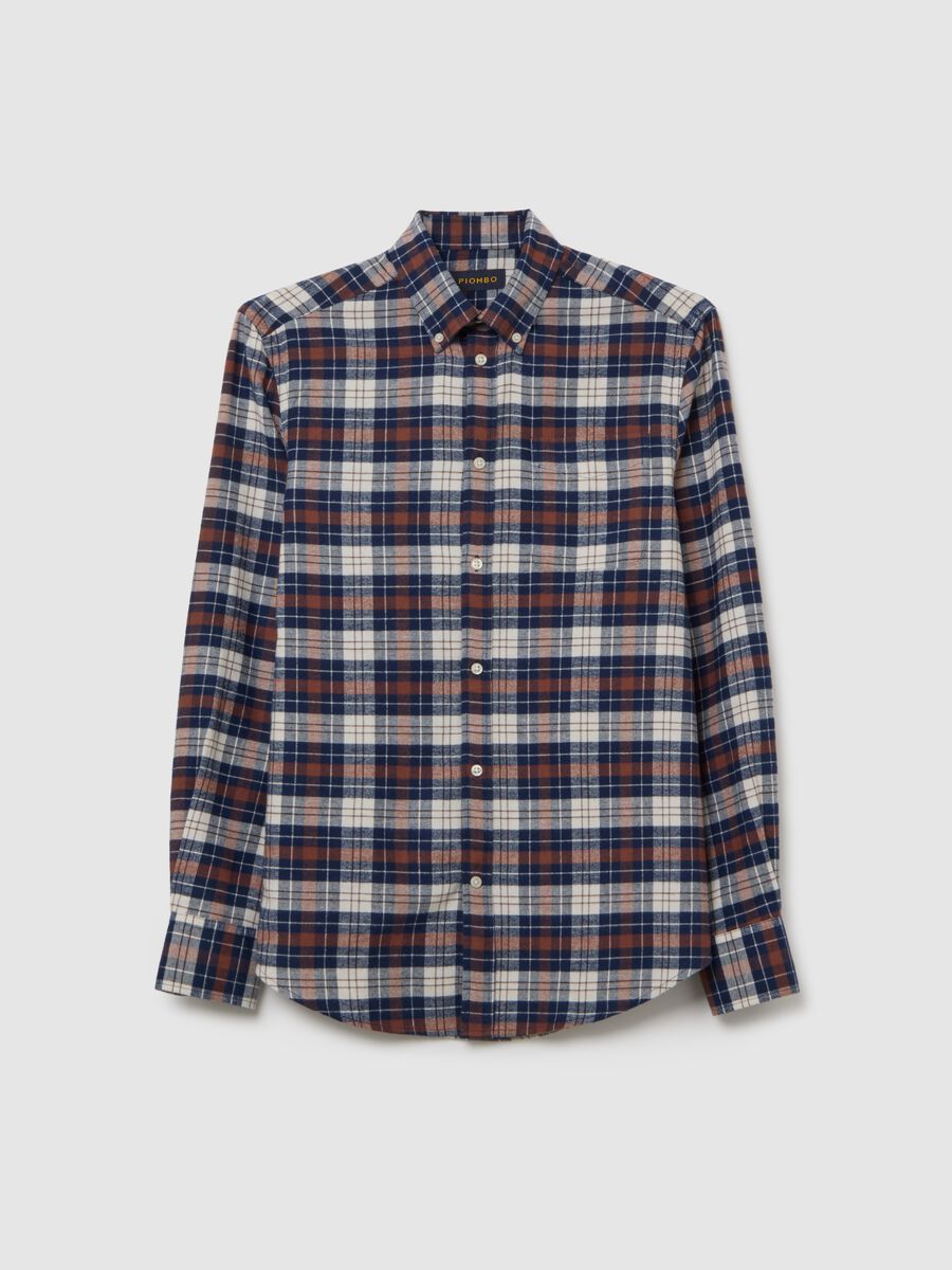Multicolour long-sleeve shirt in pure cotton, regular fit, checked_0