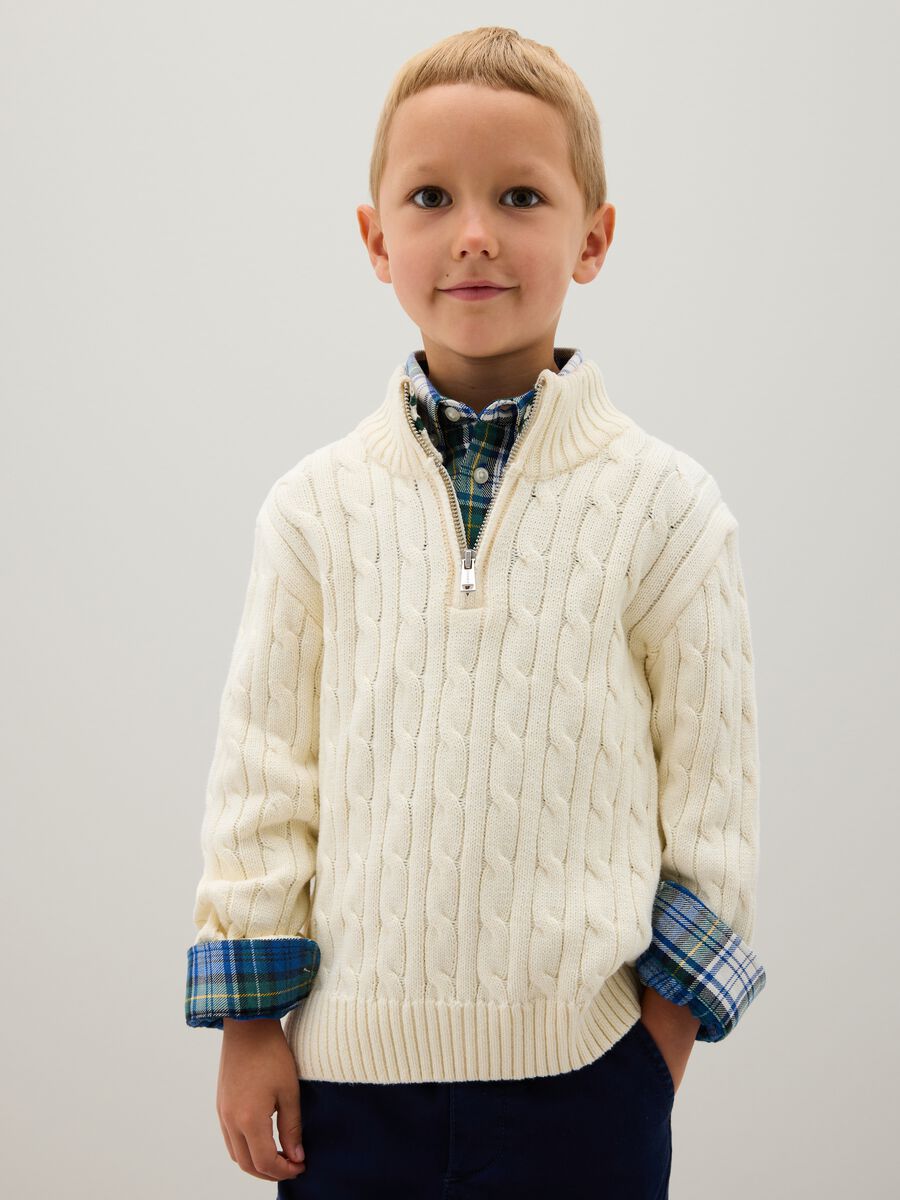 Children's white oversized cotton jumper_0