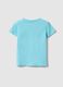 Sky blue pure cotton girl's t-shirt with cat print, regular fit_1