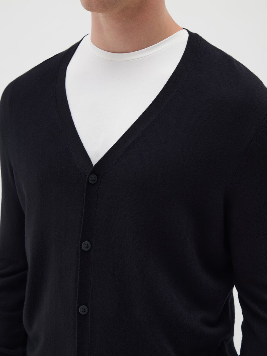 Black Viscose Blend Cardigan_3