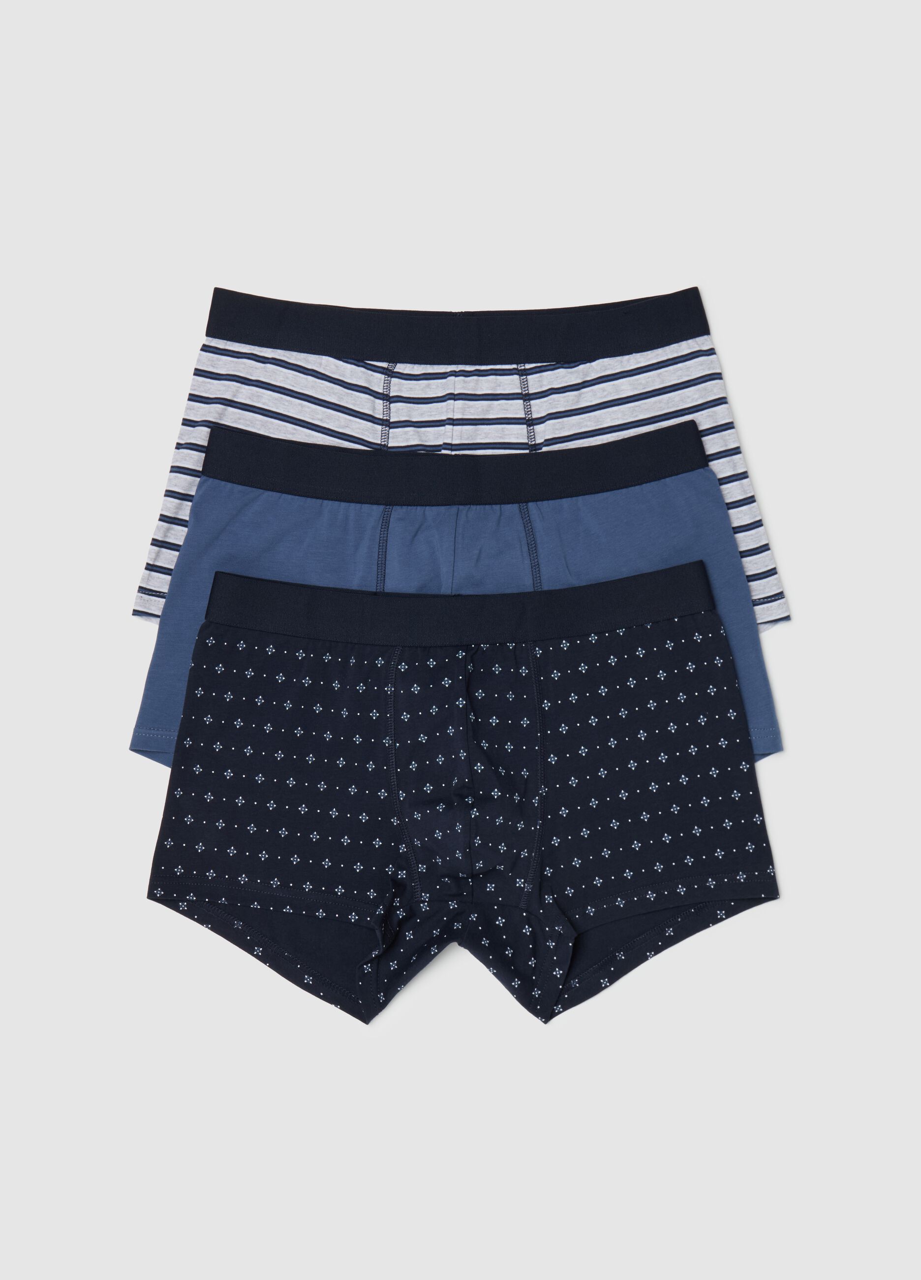 Three-pack boxer shorts in organic cotton with stripes and print