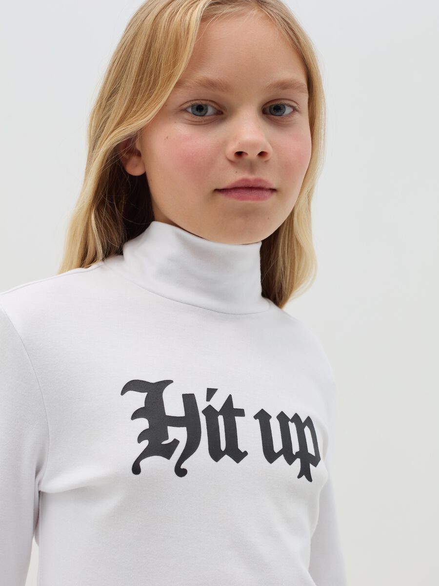 T-shirt with mock neck and gothic print_1