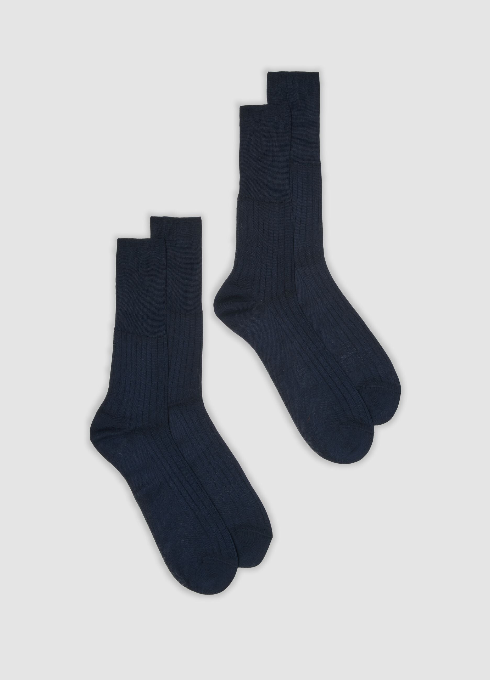 Two-pack of blue midi socks in pure cotton