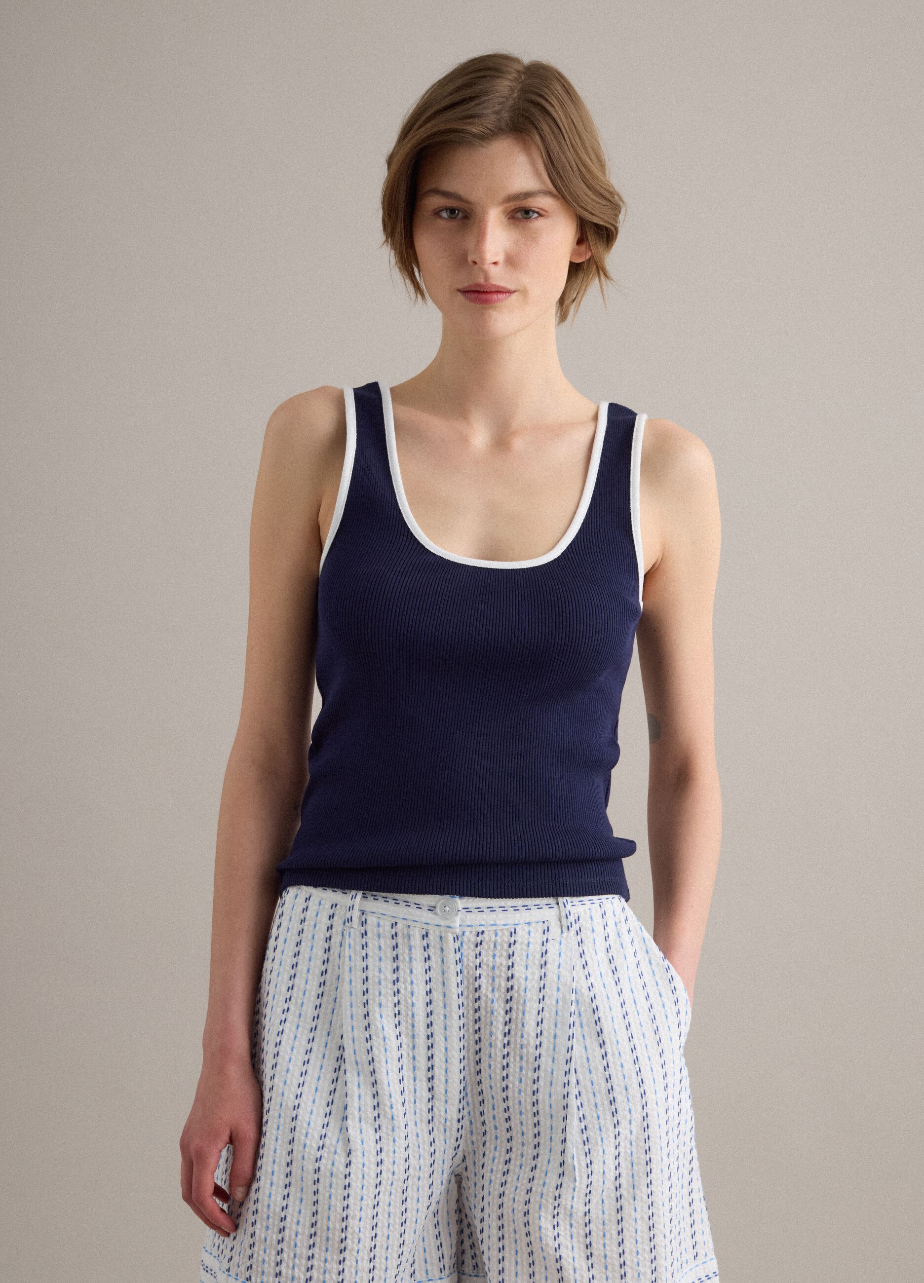 Blue pure cotton tank top
