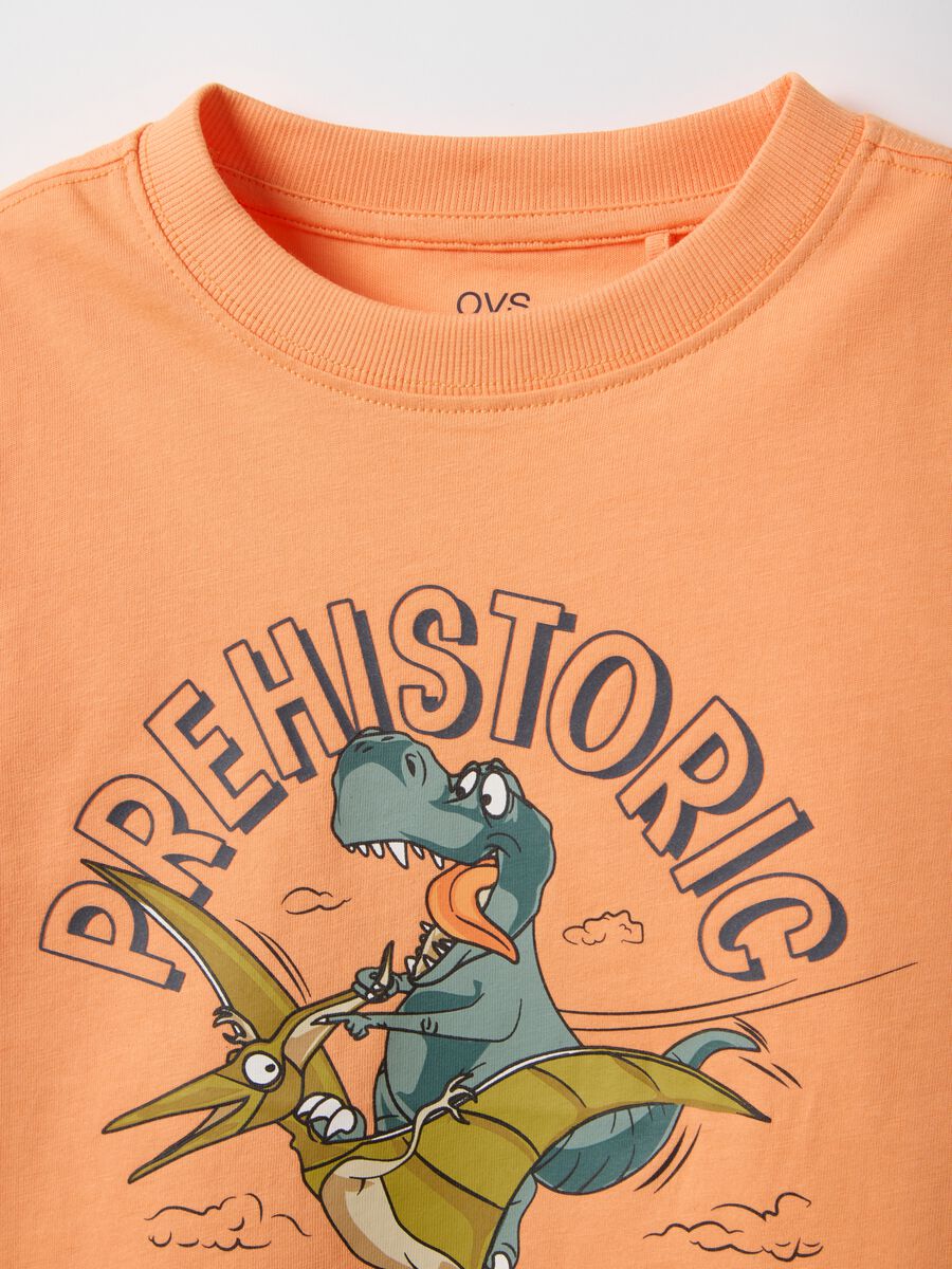 Kids Regular Fit Orange Pure Cotton T-shirt with Print_2