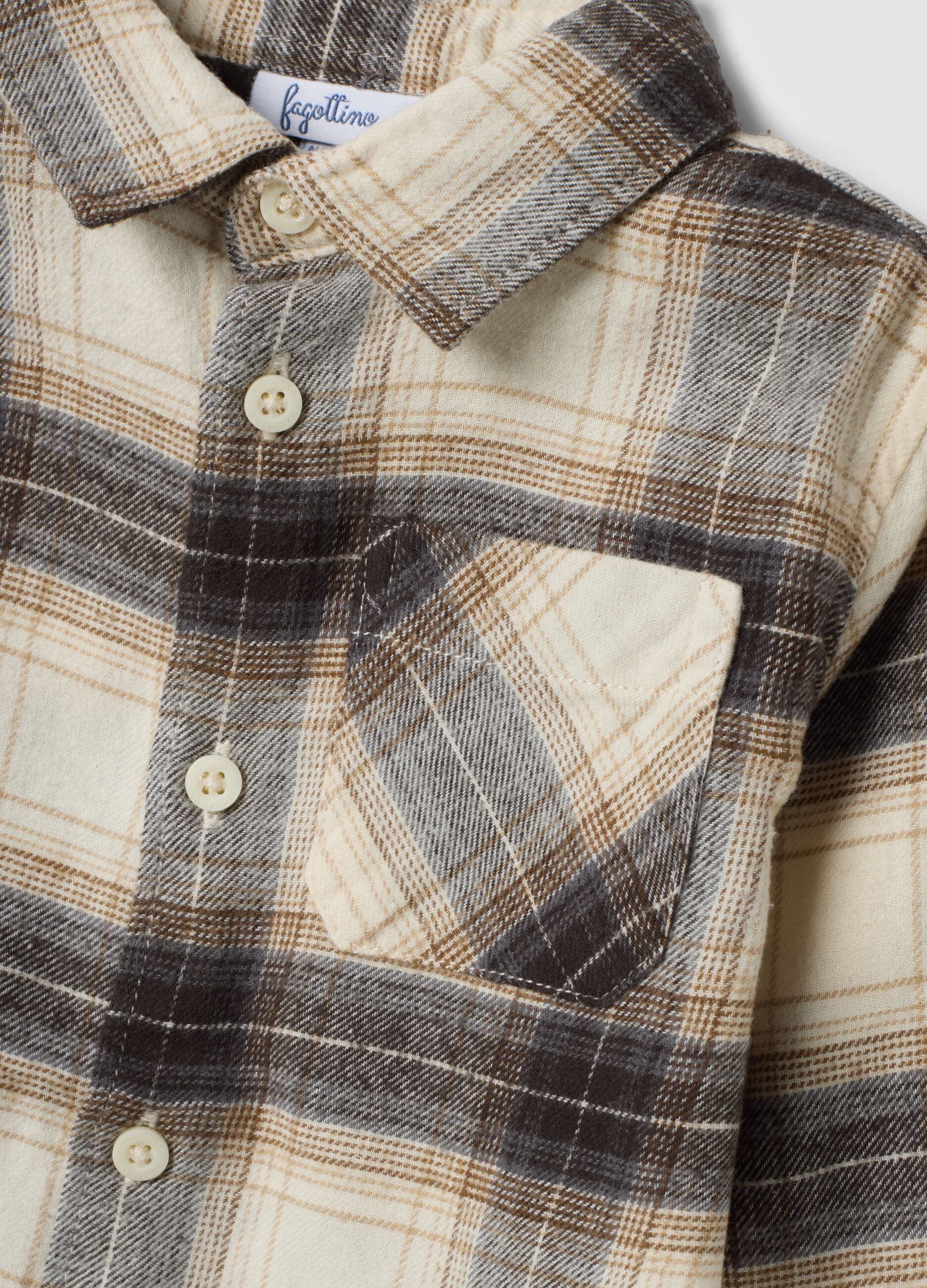 Multicoloured checked pure cotton shirt, regular fit