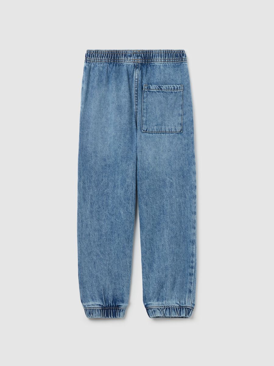 Denim joggers with drawstring_1