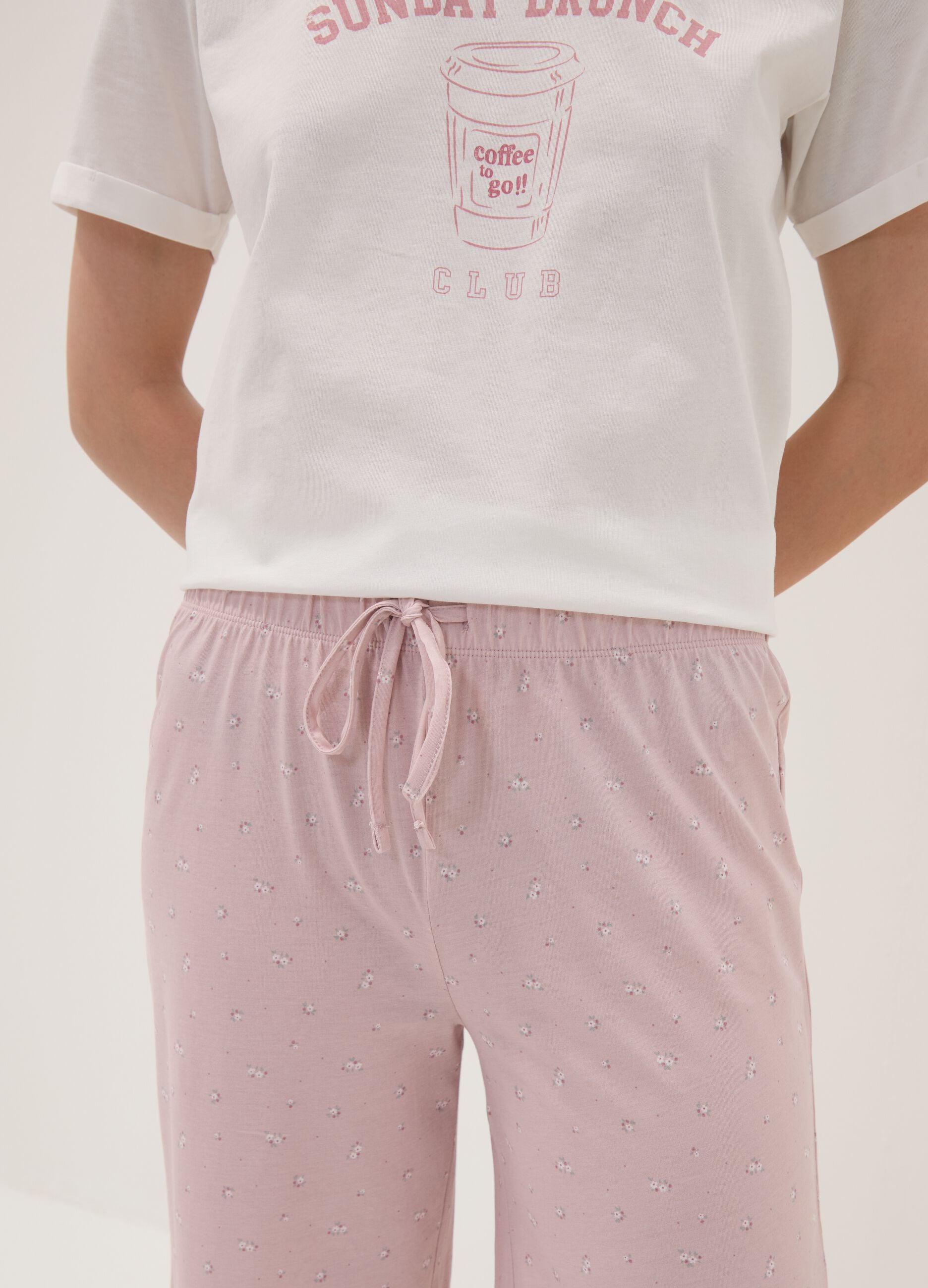 Pantaloni pigiama rosa in puro cotone organico