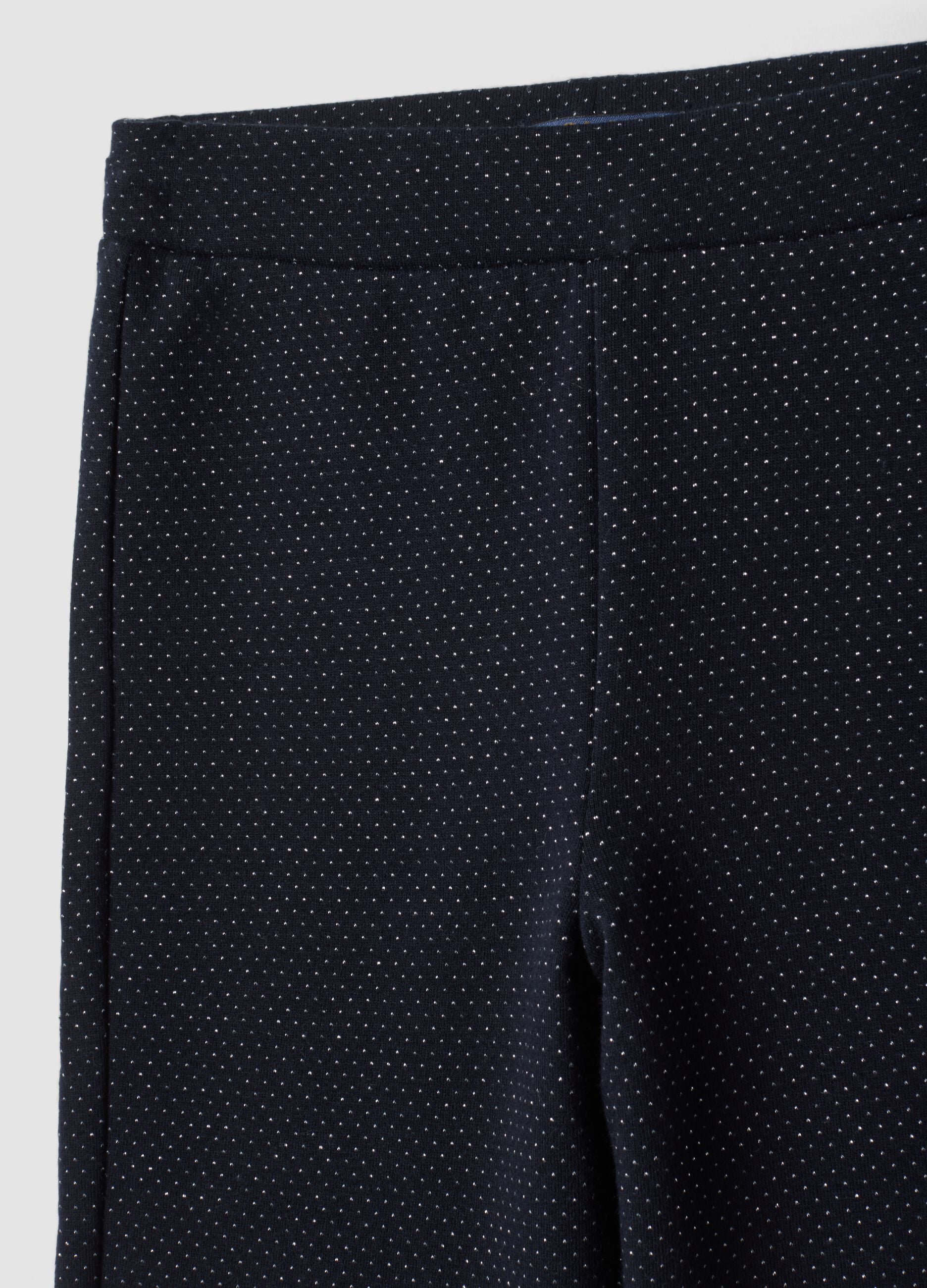 Blue flared stretch cotton leggings