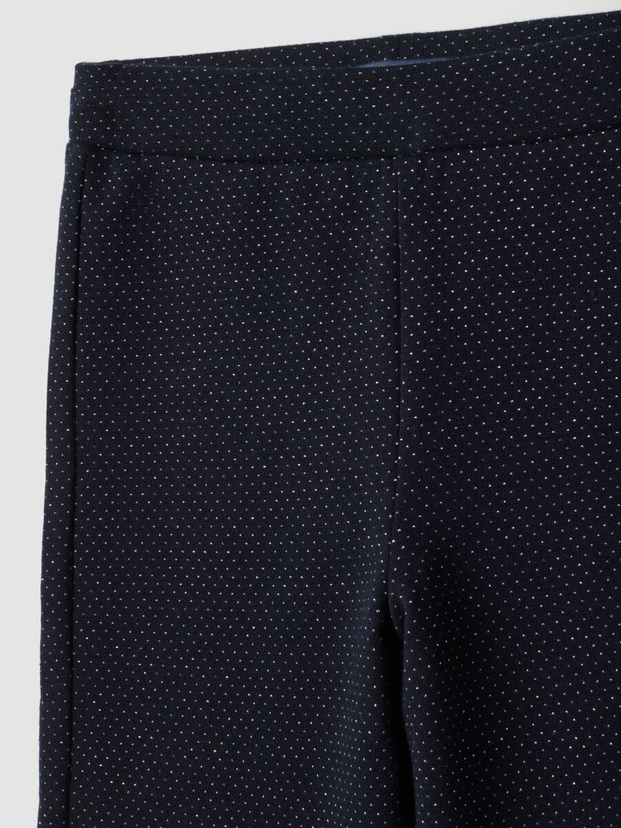 Blue flared stretch cotton leggings_2