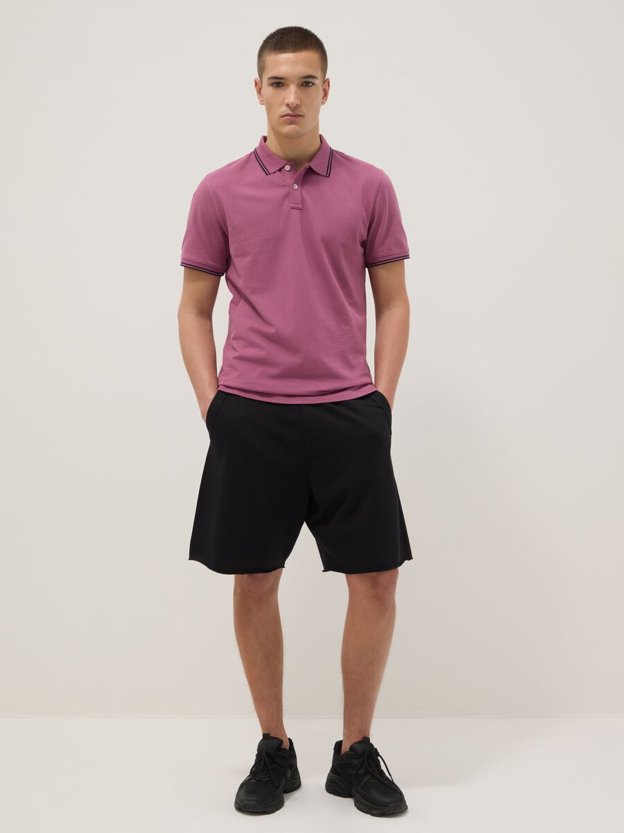 Pantaloni corti neri in misto cotone relaxed fit_0