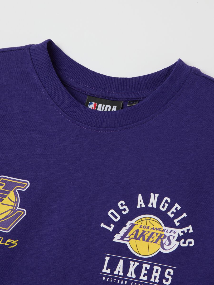 Boys' short purple regular fit set in 100% cotton with Los Angeles Lakers logo_5