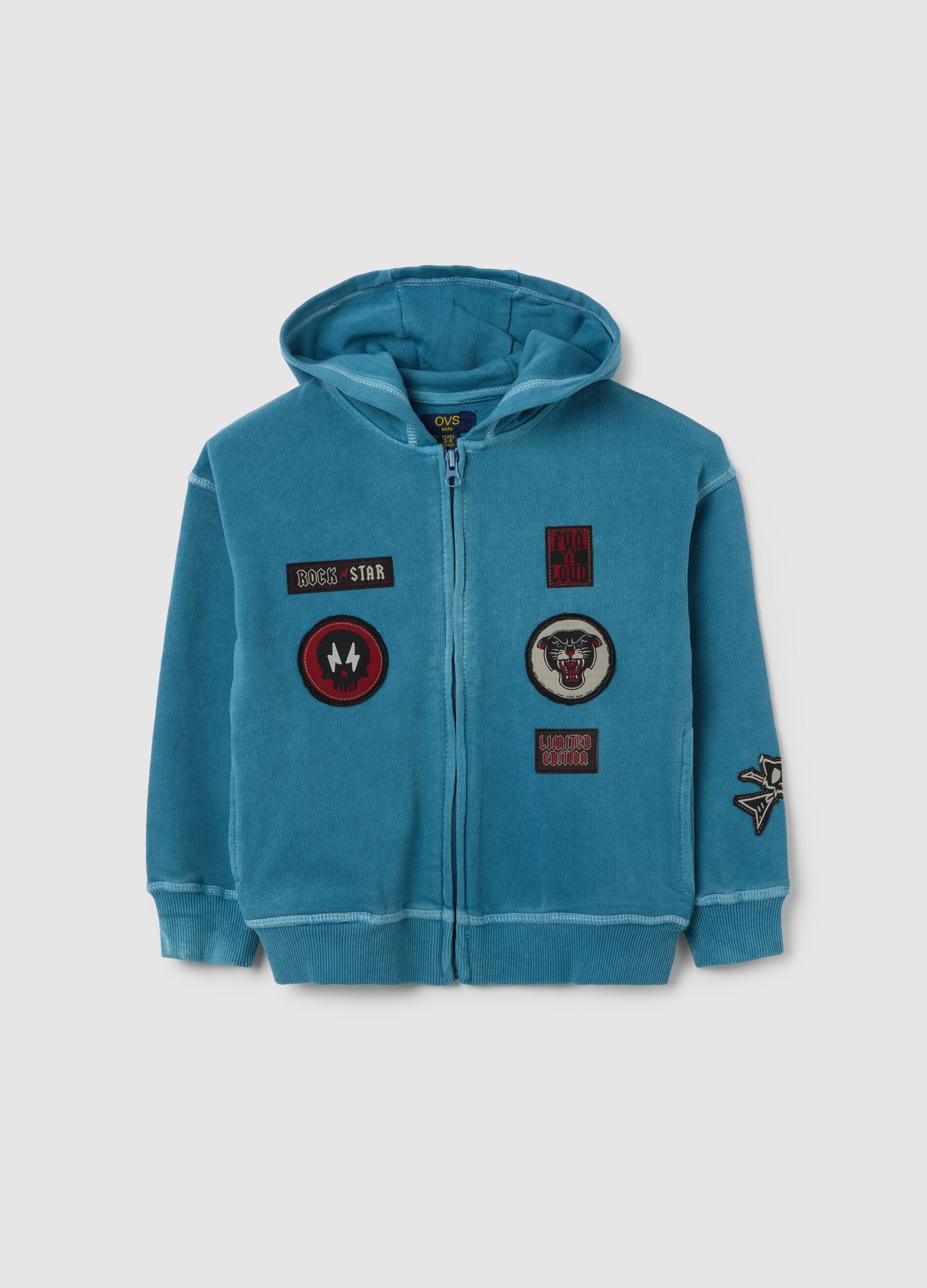 Children's sweatshirt in pure blue cotton, regular fit