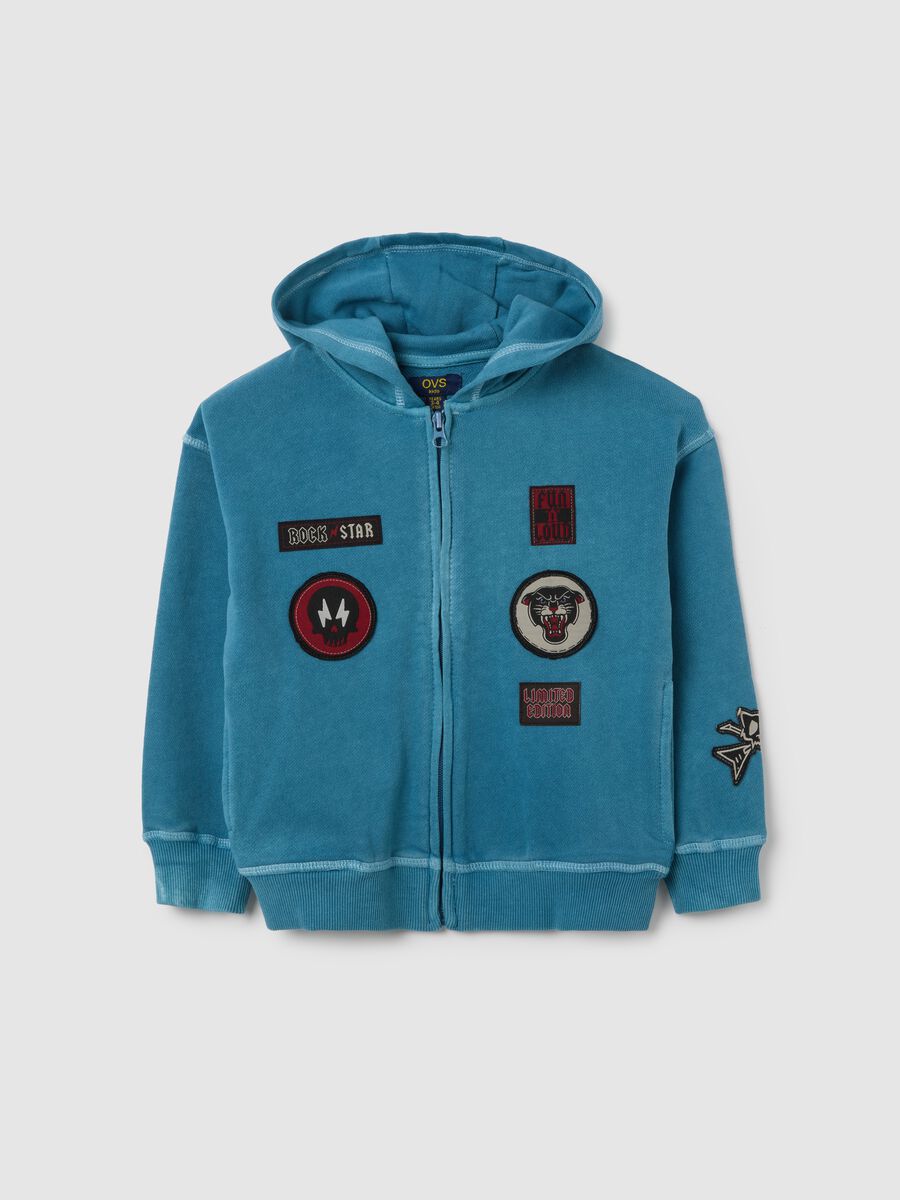 Children's sweatshirt in pure blue cotton, regular fit_0