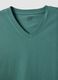 Green pure cotton V-neck regular fit T-shirt_5