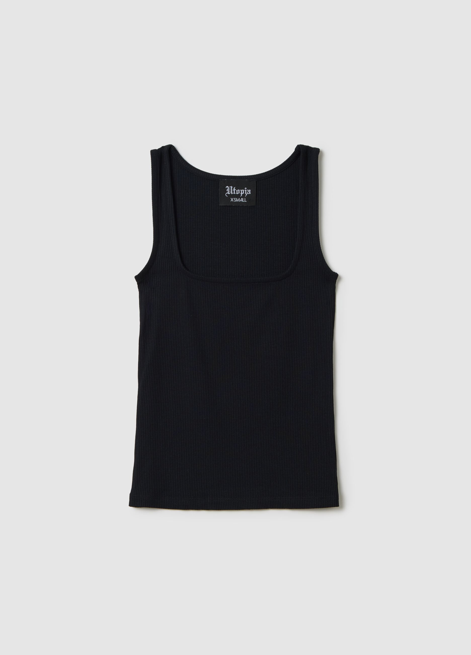 Vest Top Square Neck Black