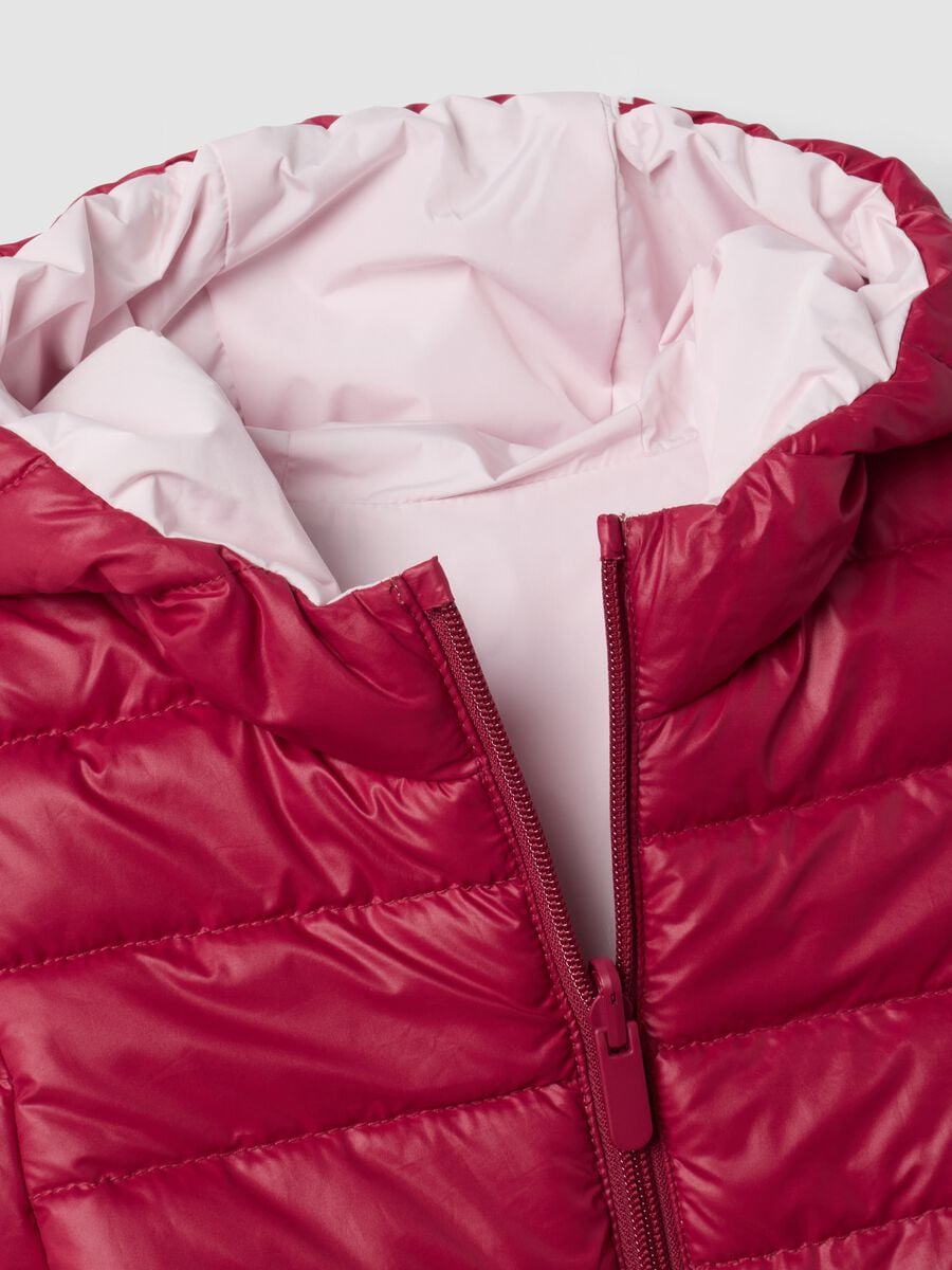 Giubbotto Ultralight reversibile rosa imbottito con cappuccio per bambina_3