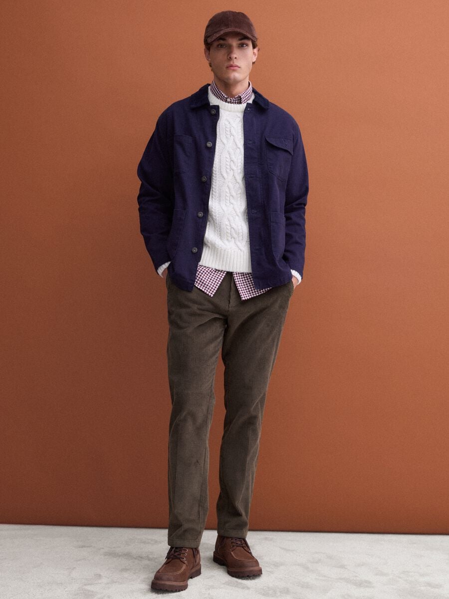 Green regular-fit ribbed stretch-cotton chinos_1