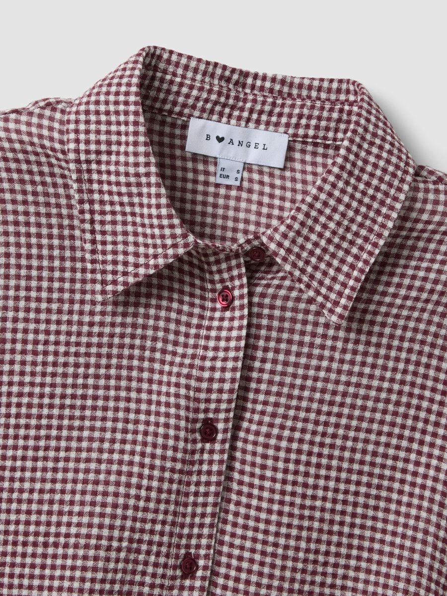 Multicolour gingham crop shirt in stretch cotton_5