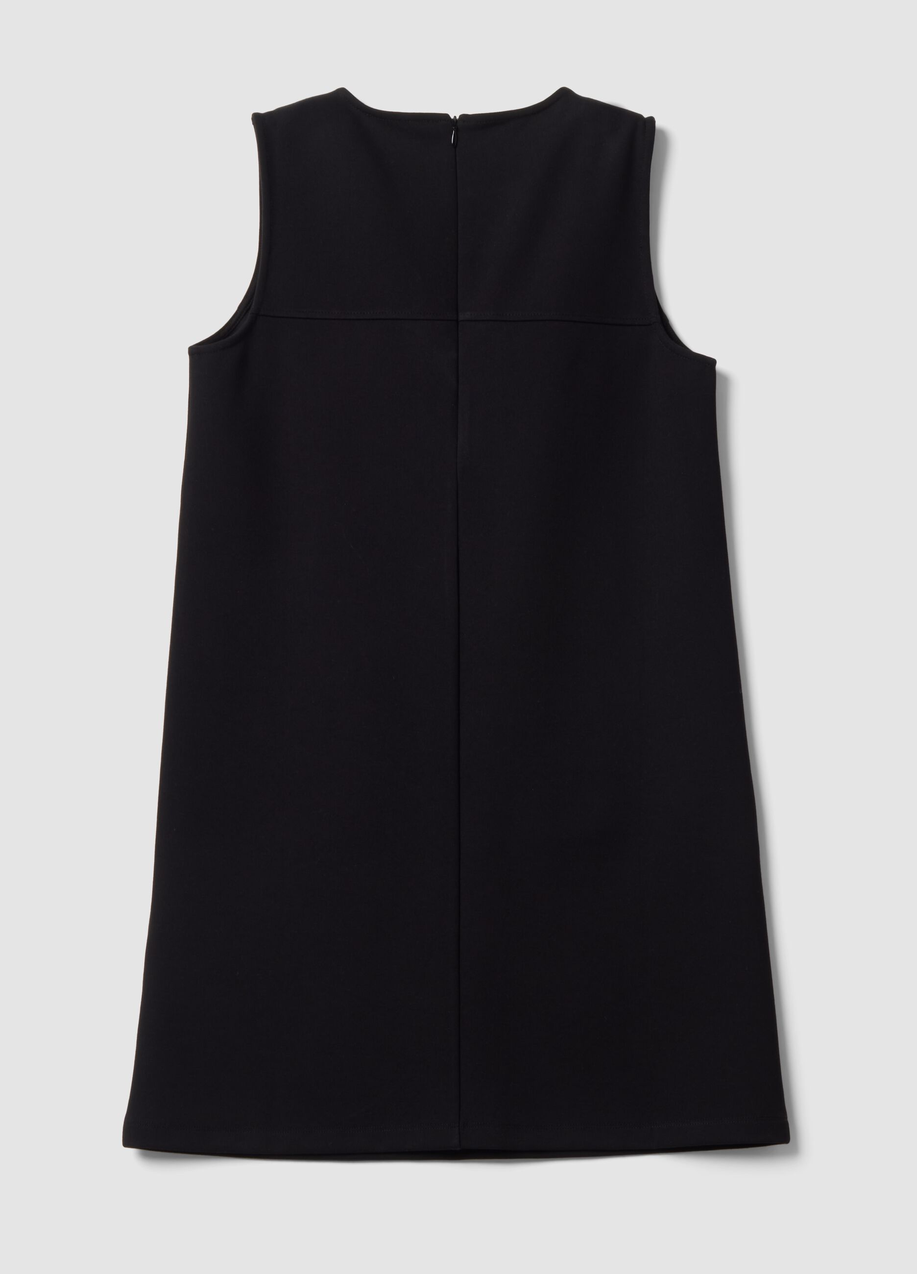 Abito smanicato nero in punto Milano di viscosa elasticizzata straight fit