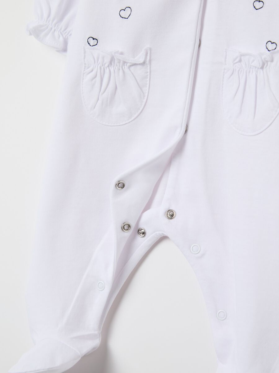 Cotton onesie with feet and rabbits embroidery_2
