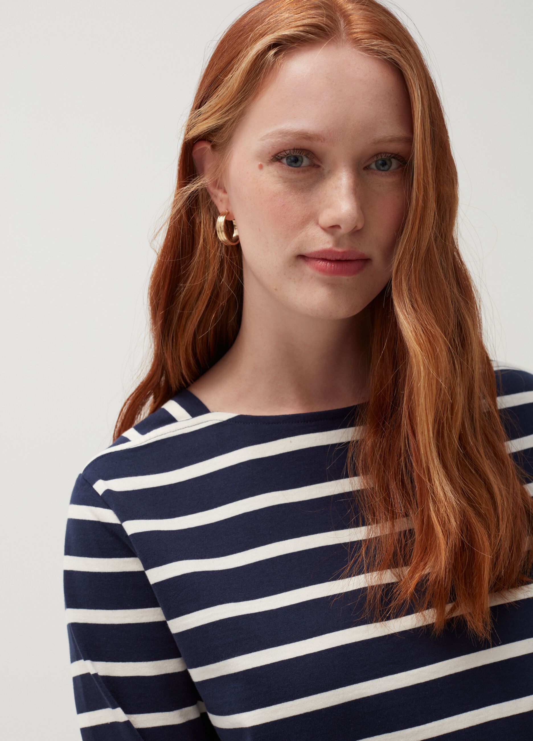 MYA Curvy striped T-shirt with boat neck