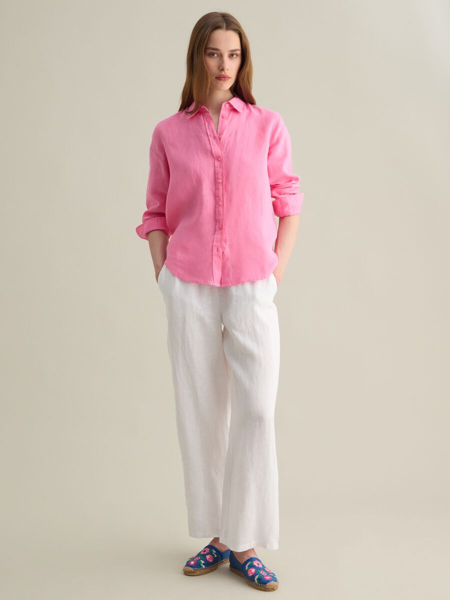 Regular-fit shirt in pink linen_1