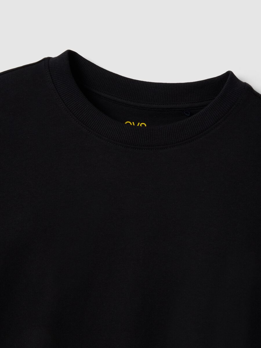 Oversized fit black short sleeve pure cotton t-shirt_5