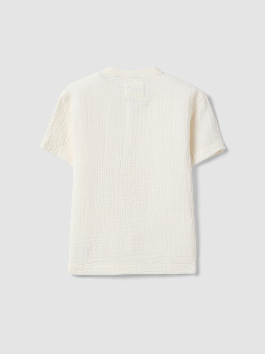 Boys&rsquo; white pure cotton regular-fit shirt with buttons_1