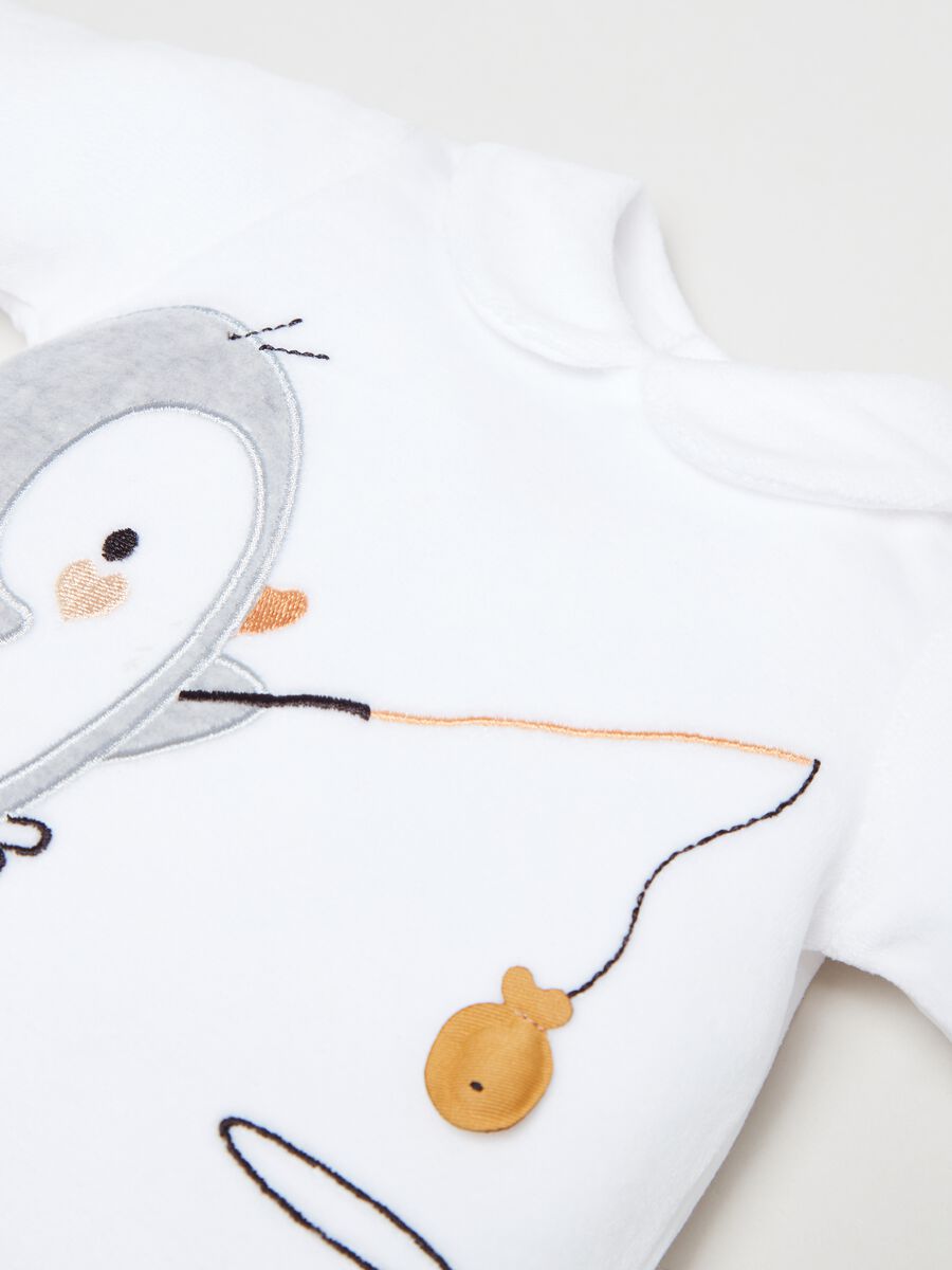 Set in velour con ricamo pinguino_2