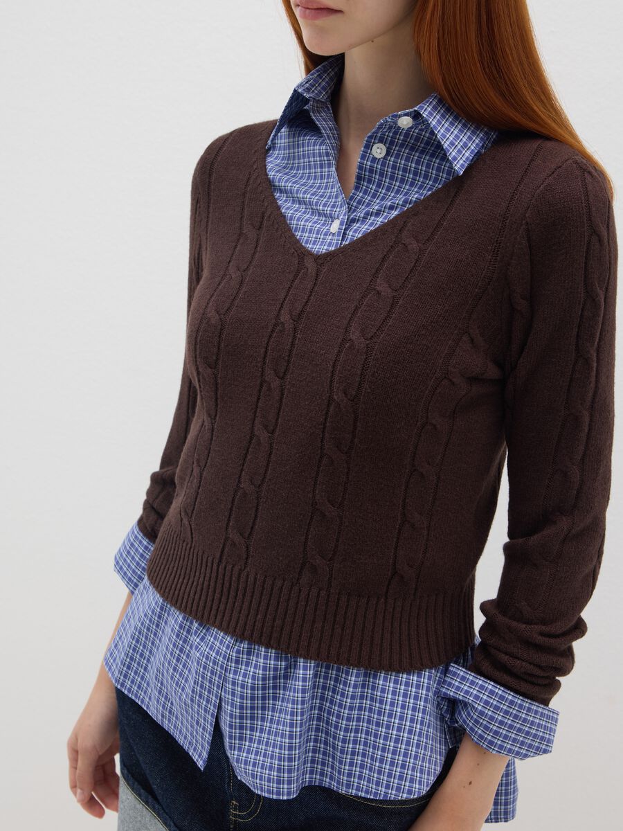 Maglione in misto cotone marrone regular fit_3