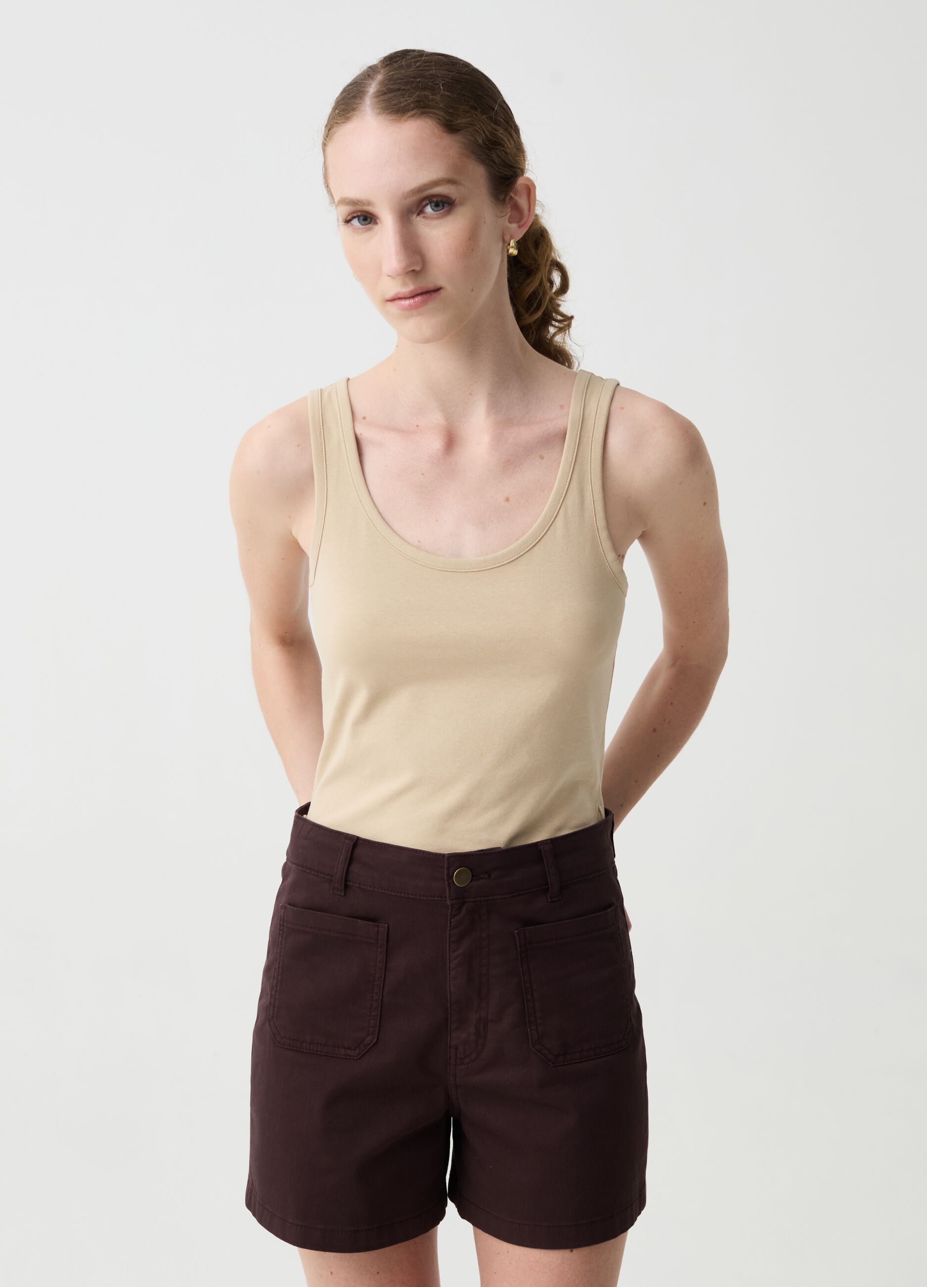 Tank top in stretch cotton