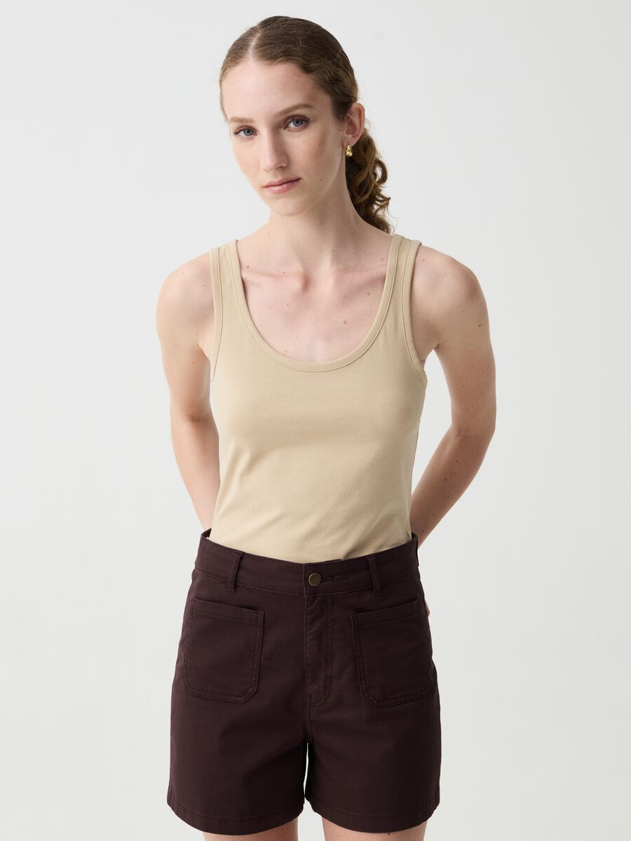 Tank top in stretch cotton_0