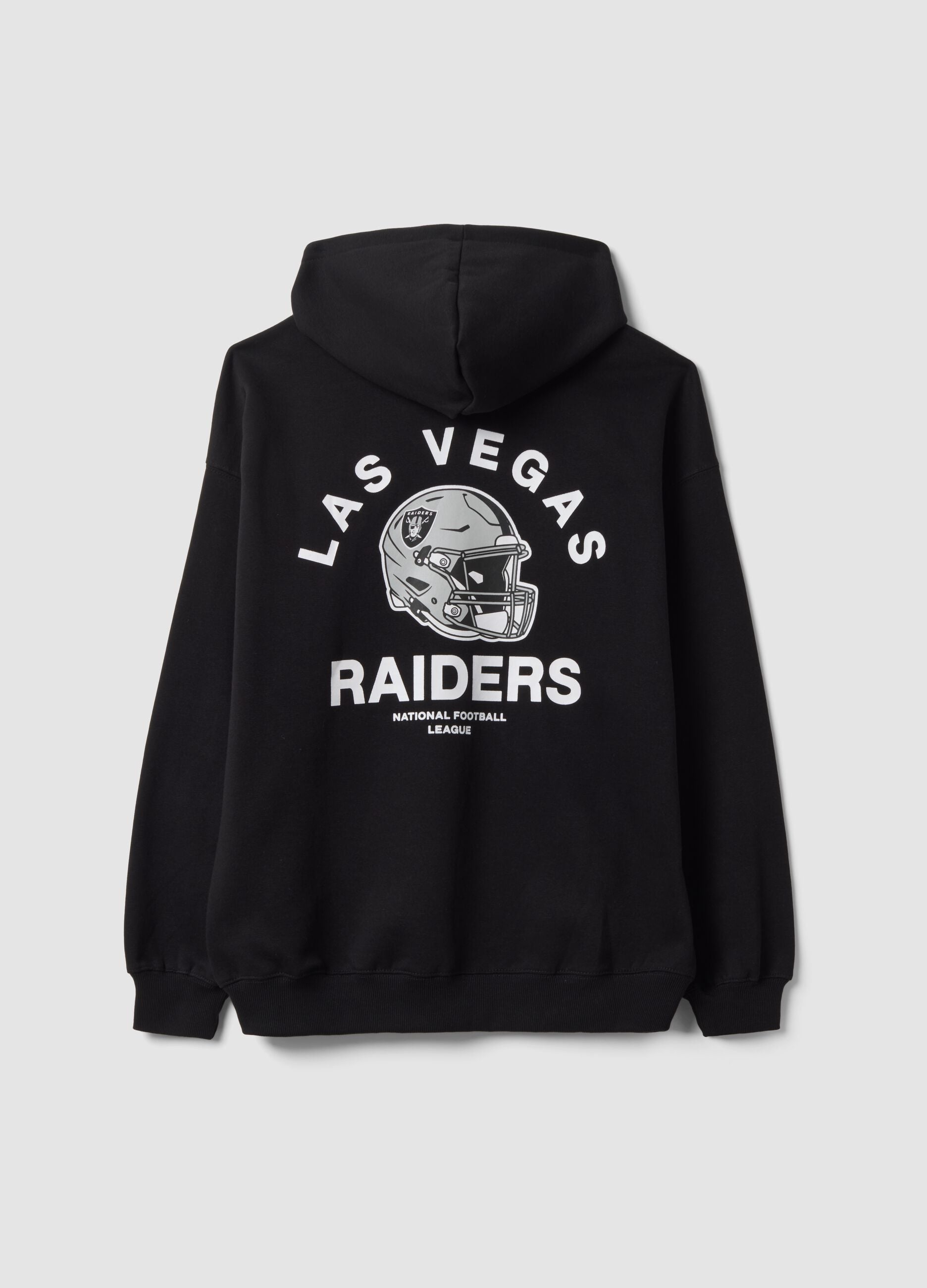 Black cotton-blend hoodie with Raiders print