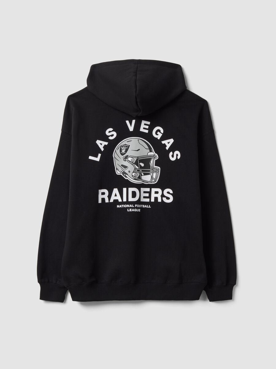 Black cotton-blend hoodie with Raiders print_2