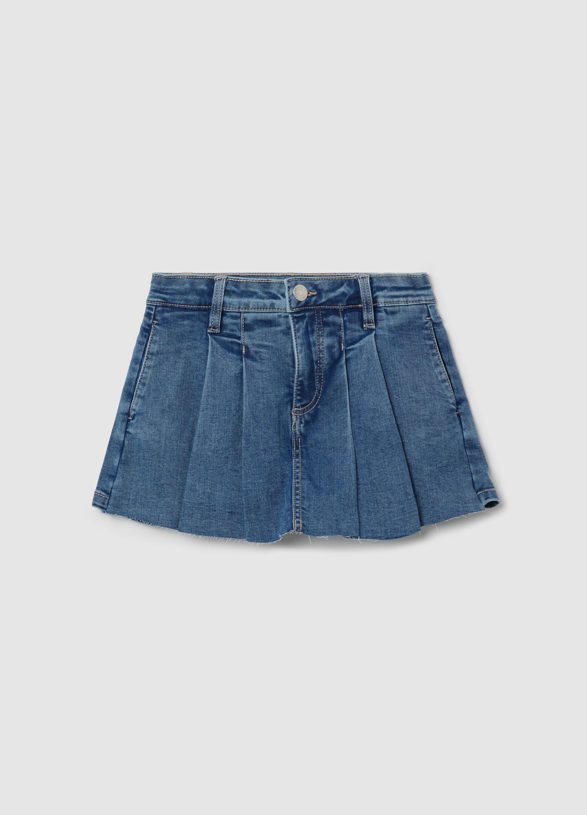 Skorts a pieghe in denim
