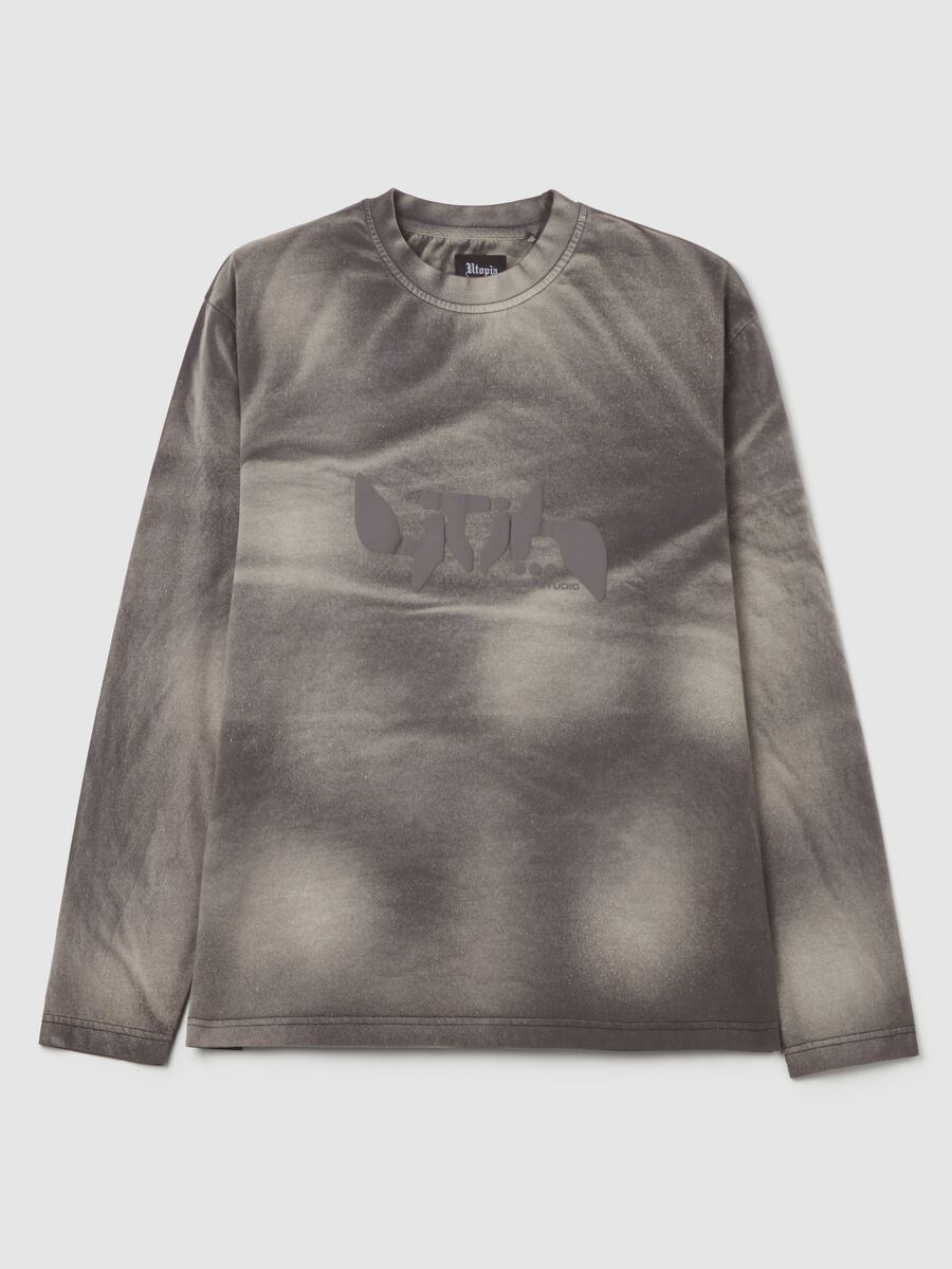 Long-sleeved Graphic T-shirt Vintage Grey & Sand dye_6