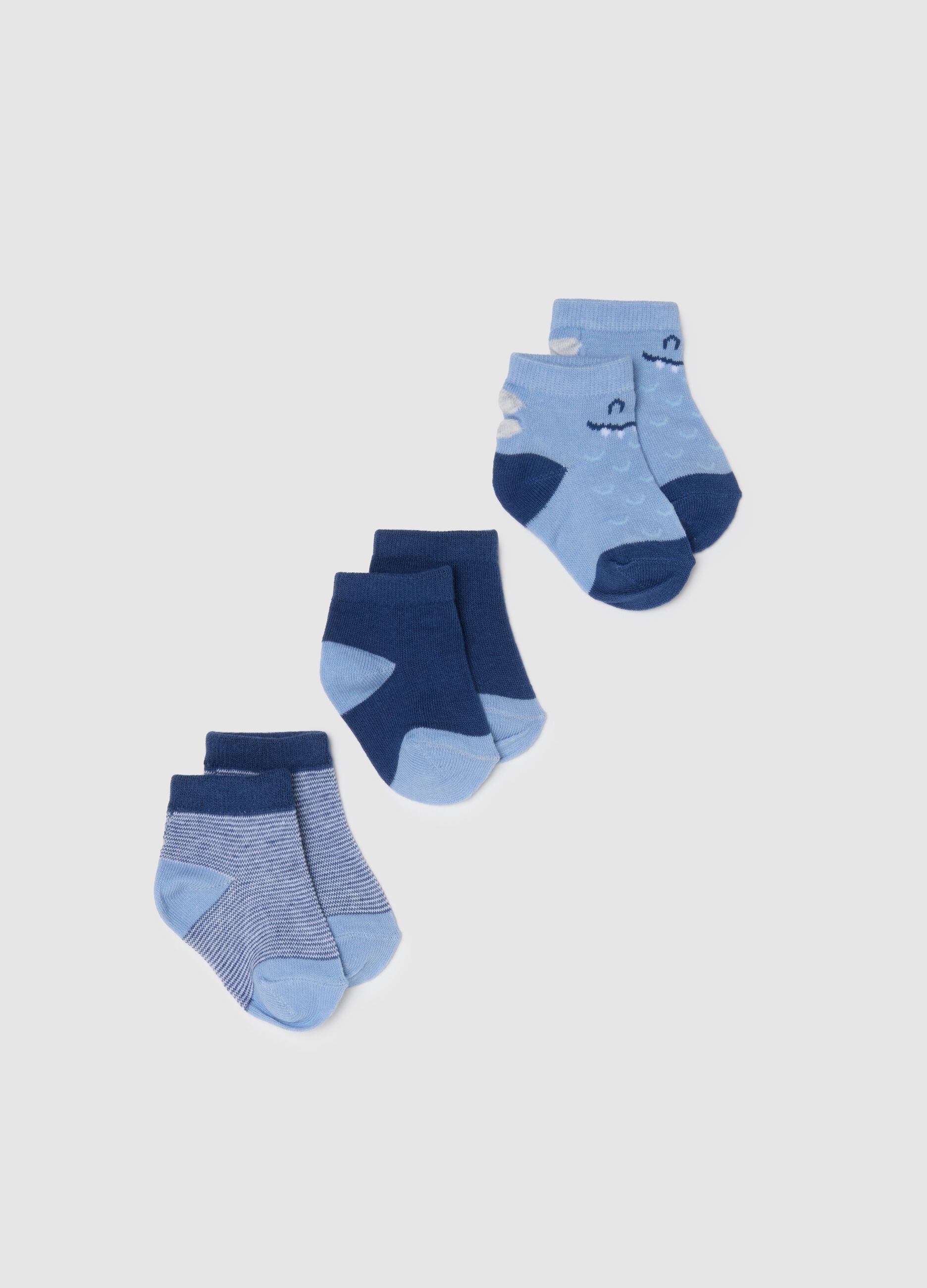 Tripack calze in misto cotone multicolor da neonato con disegni