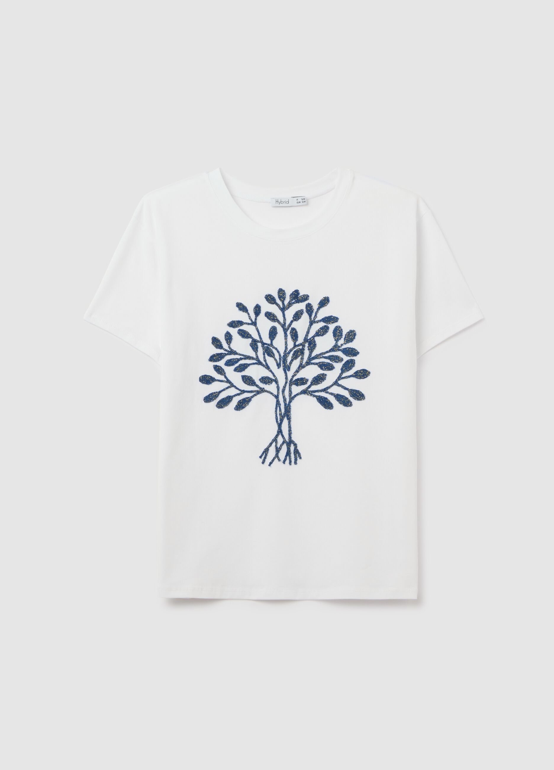 Regular fit multicolour cotton women's T-shirt with embroidered logo