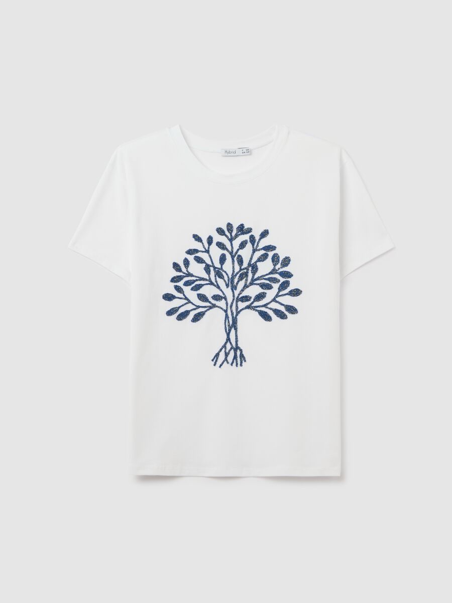 Regular fit multicolour cotton women's T-shirt with embroidered logo_4