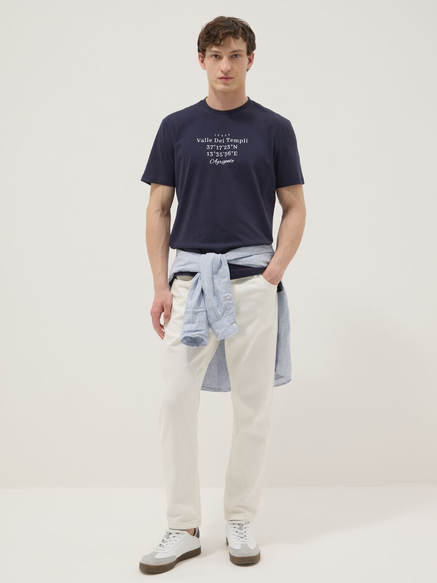 Blue short-sleeve pure cotton T-shirt, regular fit_2
